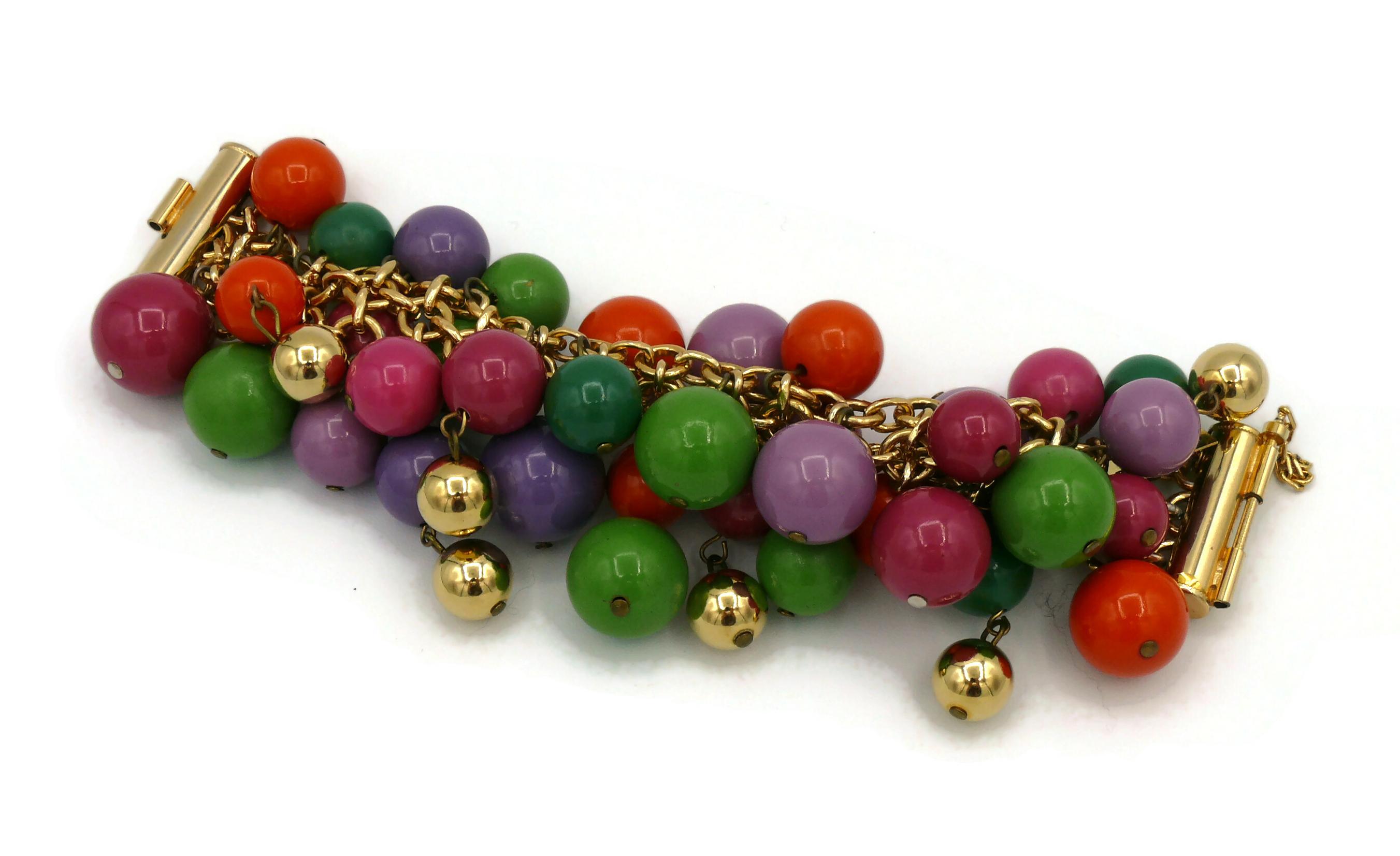GIANNI VERSACE Bracelet grappe de perles en résine multicolore vintage en vente 1