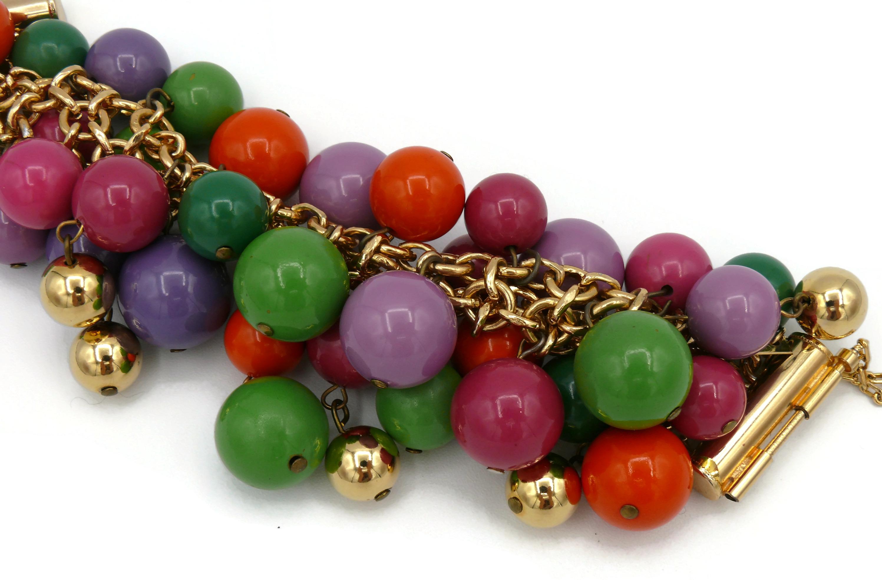 GIANNI VERSACE Bracelet grappe de perles en résine multicolore vintage en vente 3