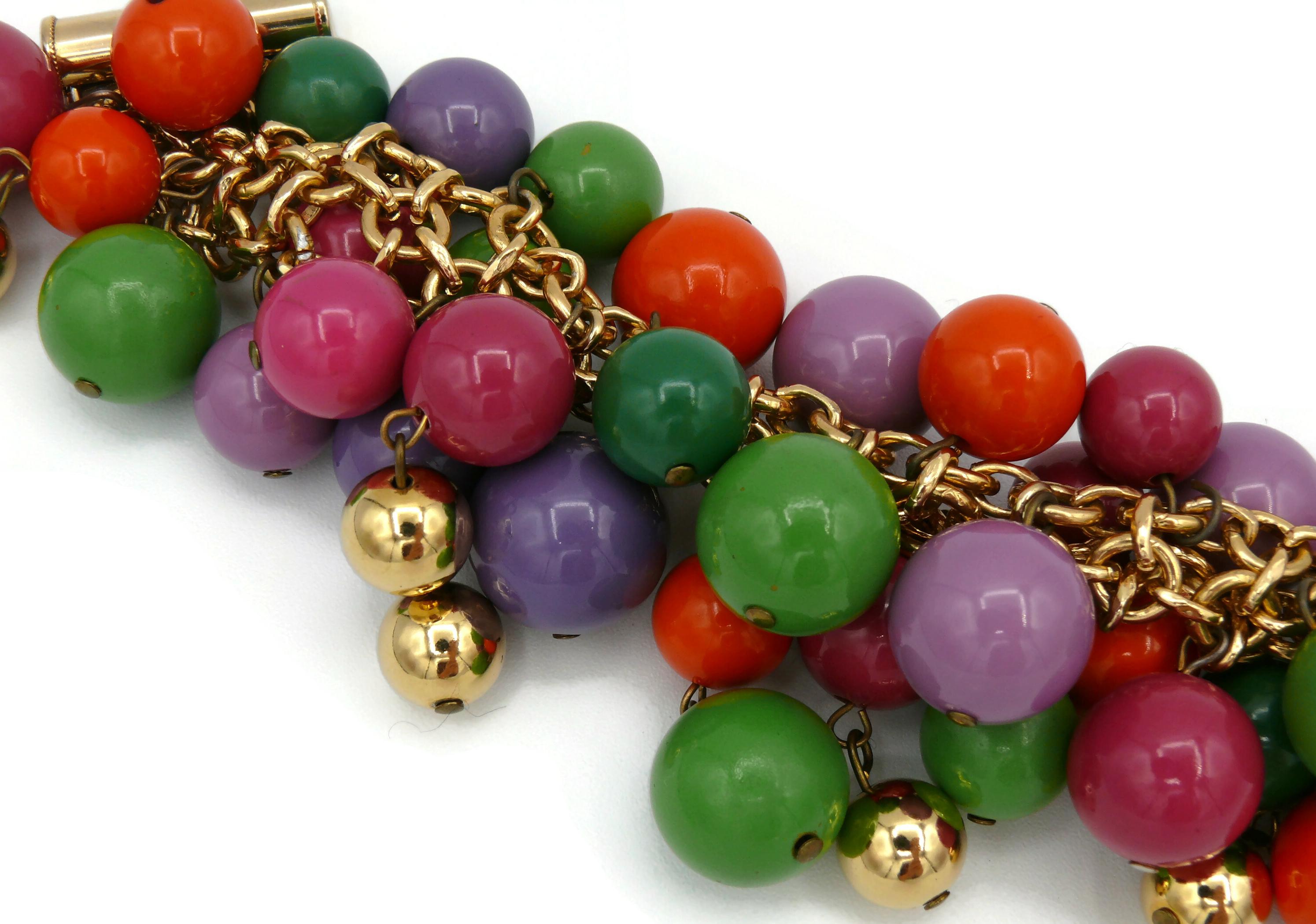 GIANNI VERSACE Bracelet grappe de perles en résine multicolore vintage en vente 4