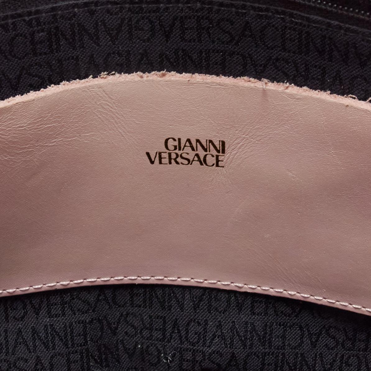 GIANNI VERSACE Vintage pink leather gold Medusa long strap tote bag For Sale 6