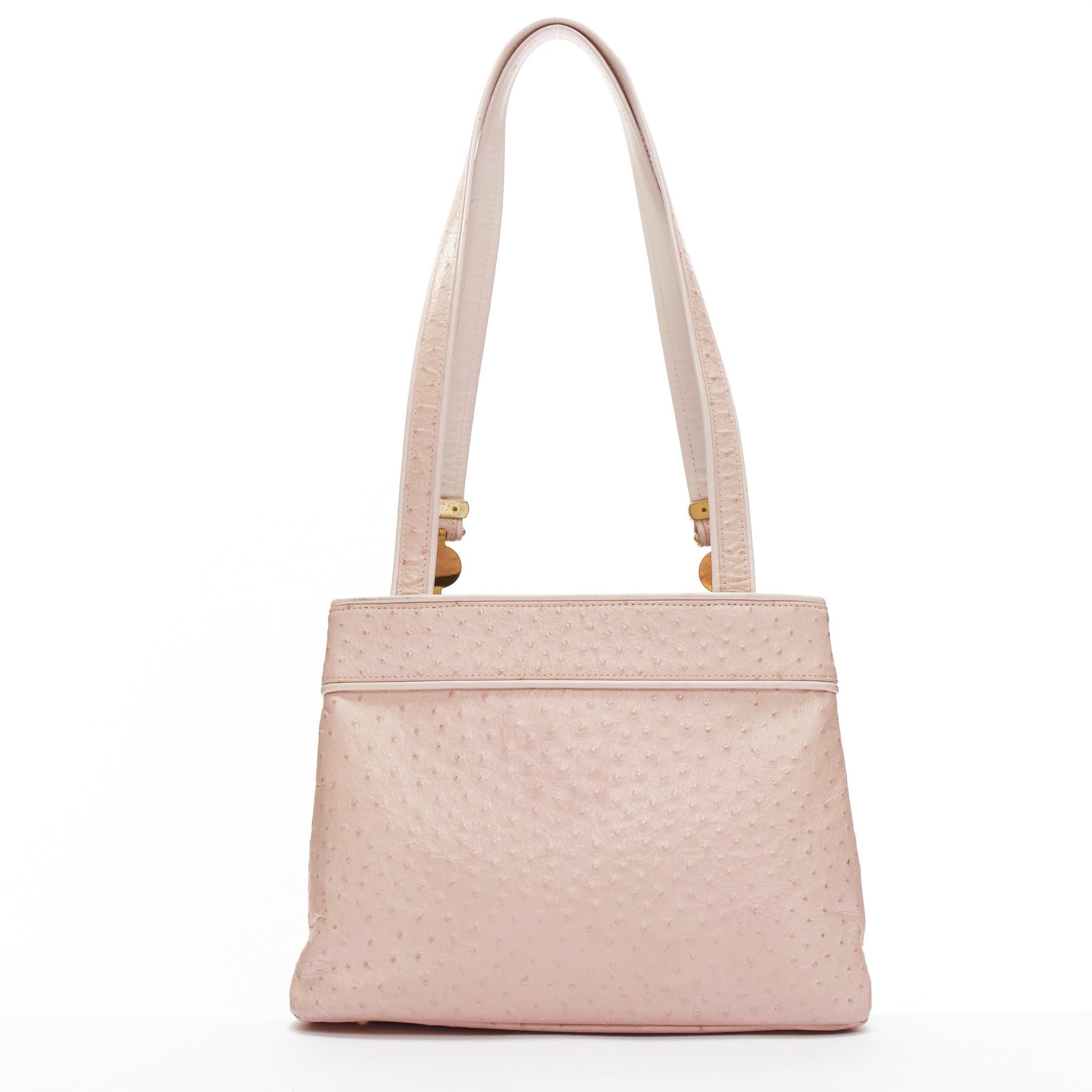 GIANNI VERSACE Vintage pink leather gold Medusa long strap tote bag For Sale 1