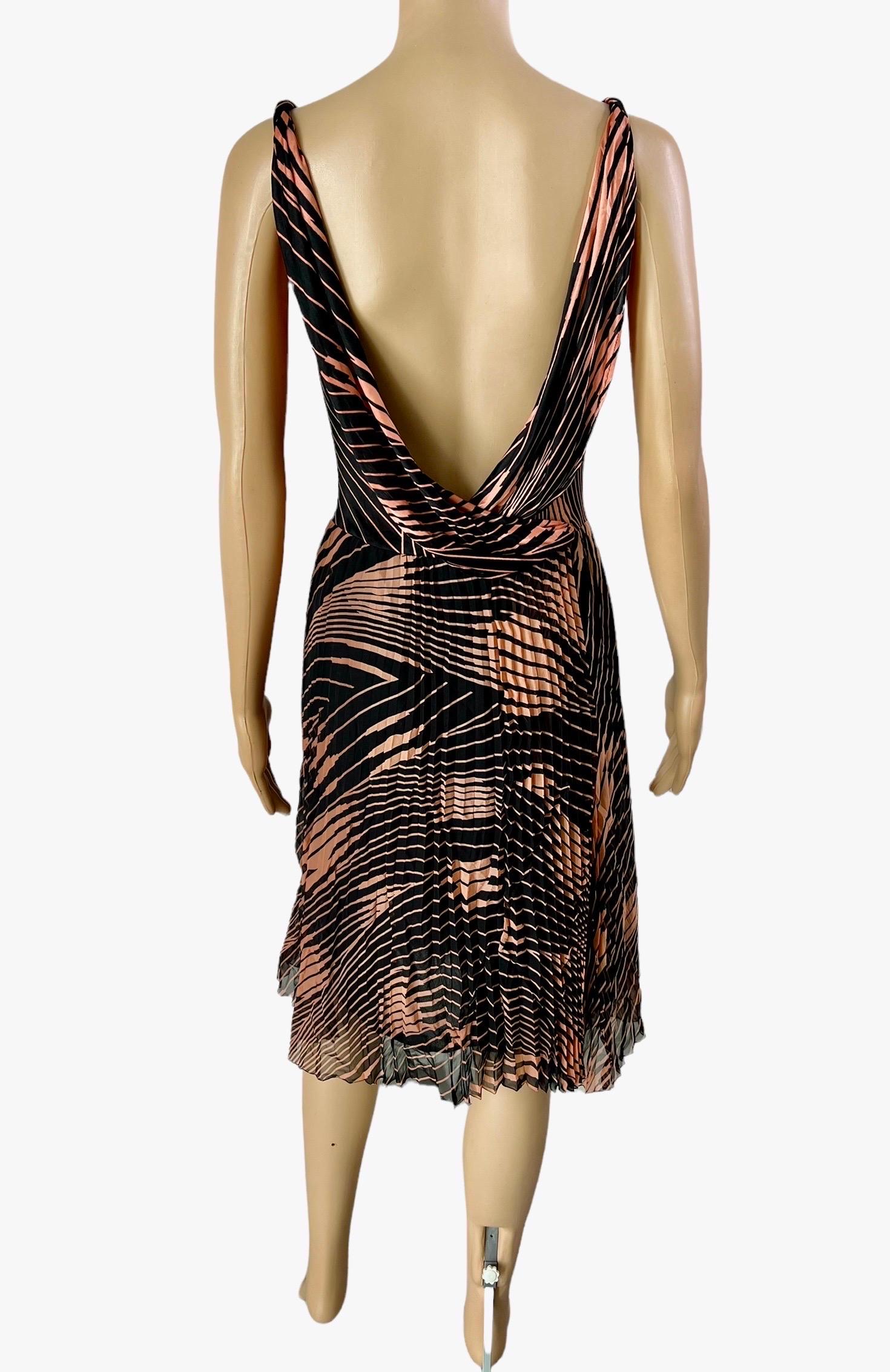 Women's Gianni Versace c.2001 Plunged Bustier Open Back Geometric Abstract Print Dress For Sale