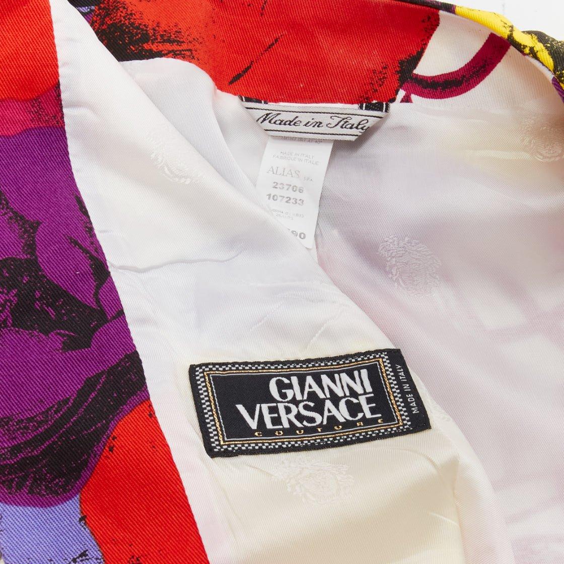 GIANNI VERSACE Vintage Pop Art Rose Print Korsett Kurze Jacke IT40 S im Angebot 5