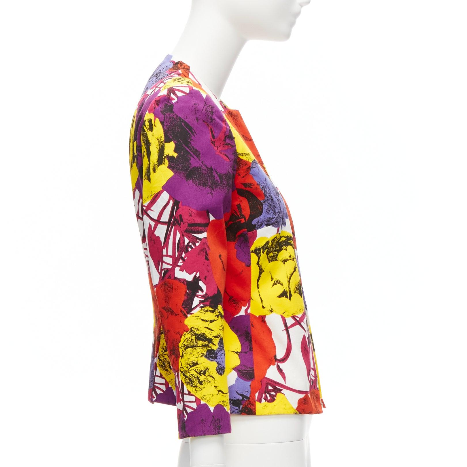 GIANNI VERSACE Vintage Pop Art Rose Print Korsett Kurze Jacke IT40 S Damen im Angebot