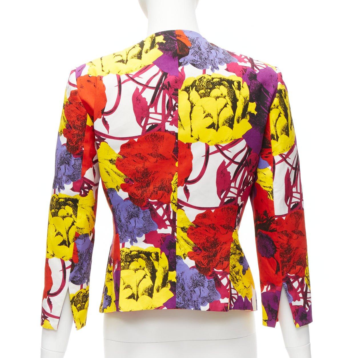 GIANNI VERSACE Vintage Pop Art Rose Print Korsett Kurze Jacke IT40 S im Angebot 1
