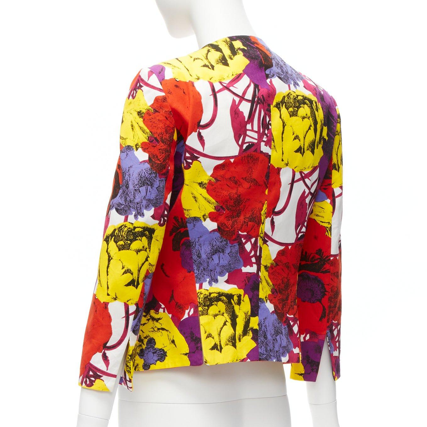 GIANNI VERSACE Vintage Pop Art Rose print corseted cropped jacket IT40 S For Sale 2