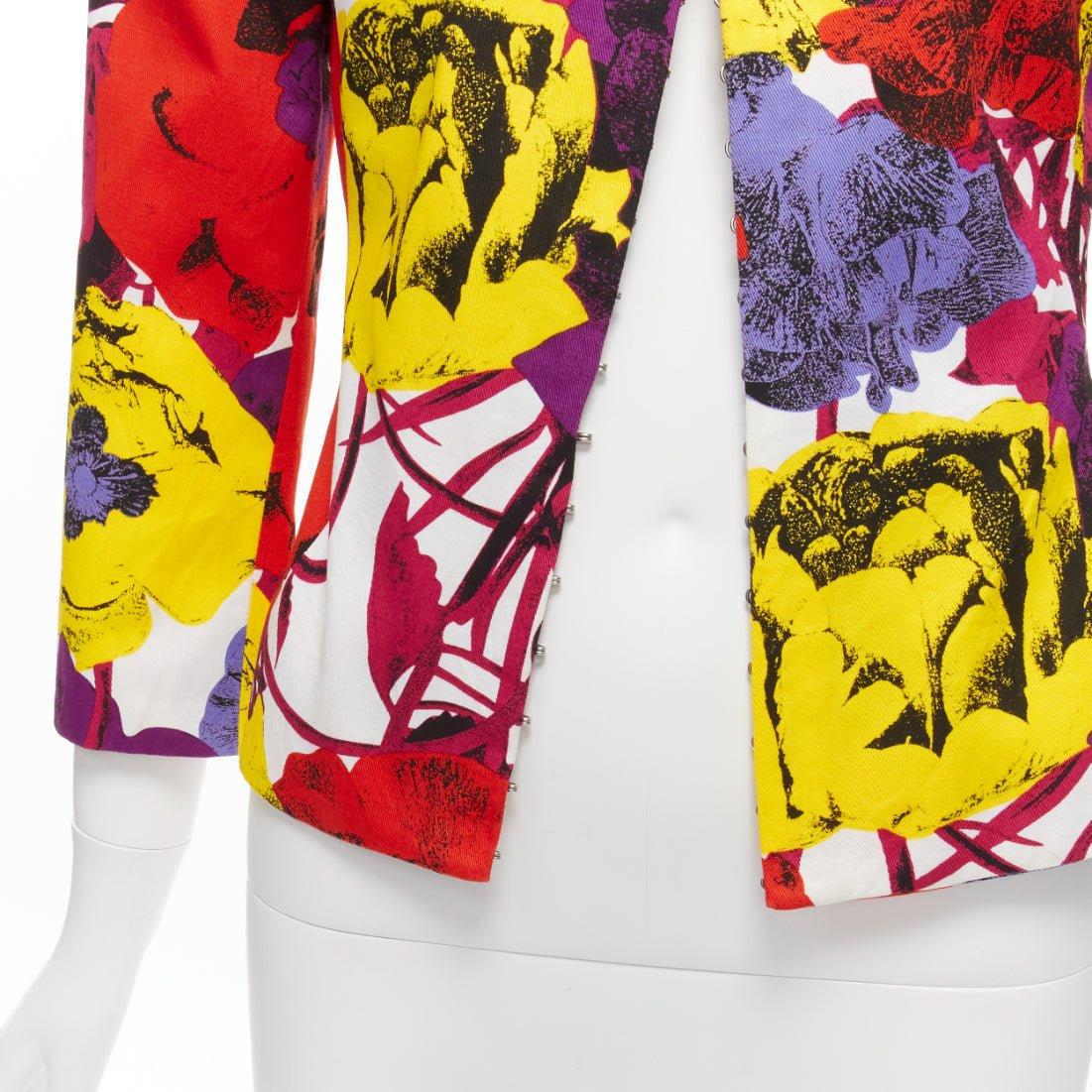 GIANNI VERSACE Vintage Pop Art Rose Print Korsett Kurze Jacke IT40 S im Angebot 4