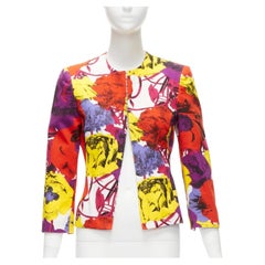 GIANNI VERSACE Vintage Pop Art Rose print corseted cropped jacket IT40 S
