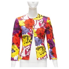 GIANNI VERSACE Vintage Pop Art Rose print corseted cropped jacket IT40 S