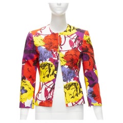 GIANNI VERSACE Vintage Pop Art Rose Print Korsett Kurze Jacke IT40 S