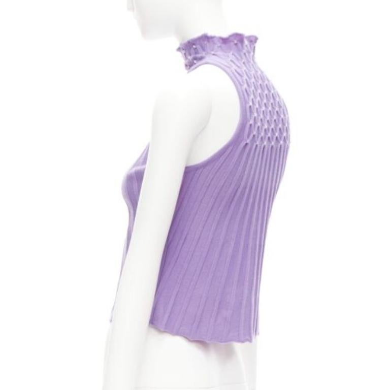 GIANNI VERSACE Vintage purple jewel bead embellished crop turtleneck IT38 XS For Sale 1