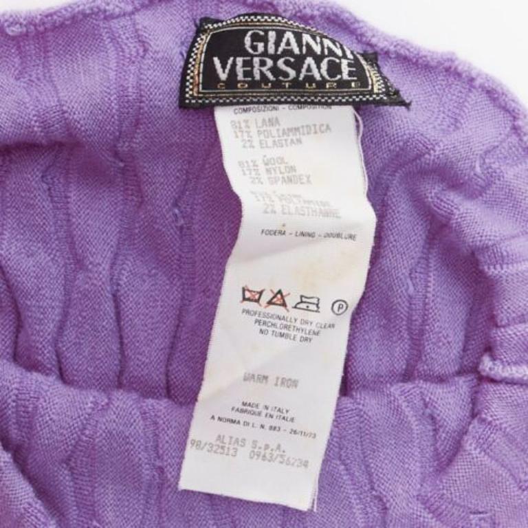 GIANNI VERSACE Vintage purple jewel bead embellished crop turtleneck IT38 XS For Sale 3