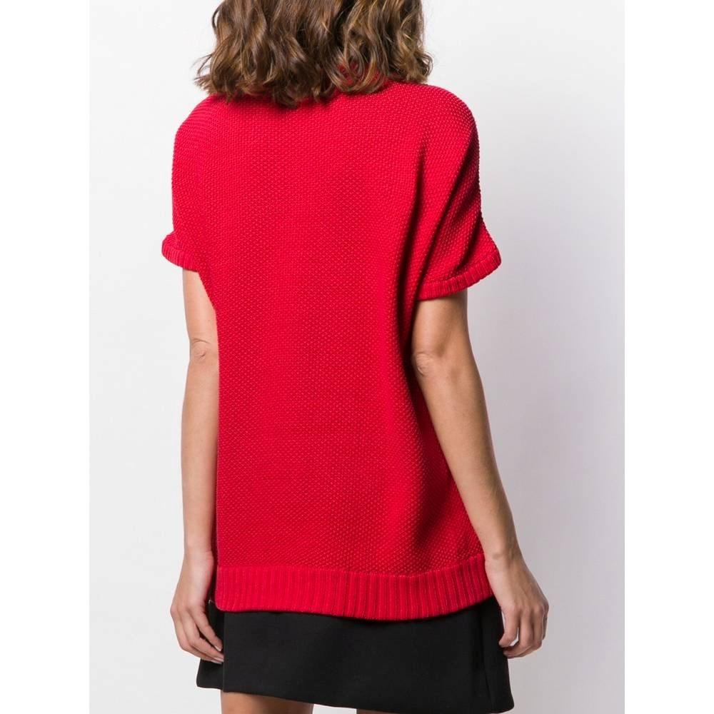 Gianni Versace Vintage red knit cotton short sleeves 80s sweater In Excellent Condition In Lugo (RA), IT