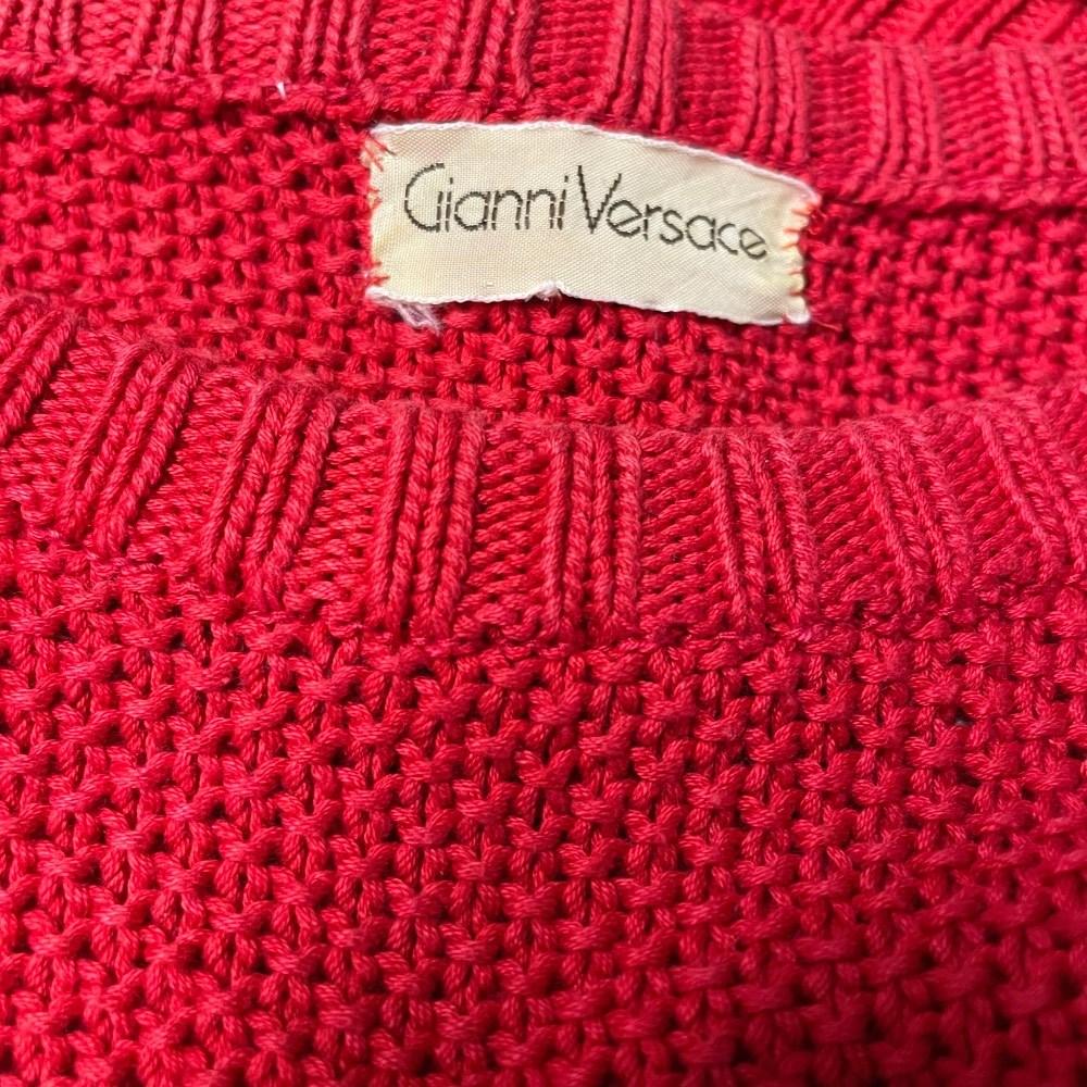 Gianni Versace Vintage red knit cotton short sleeves 80s sweater 2