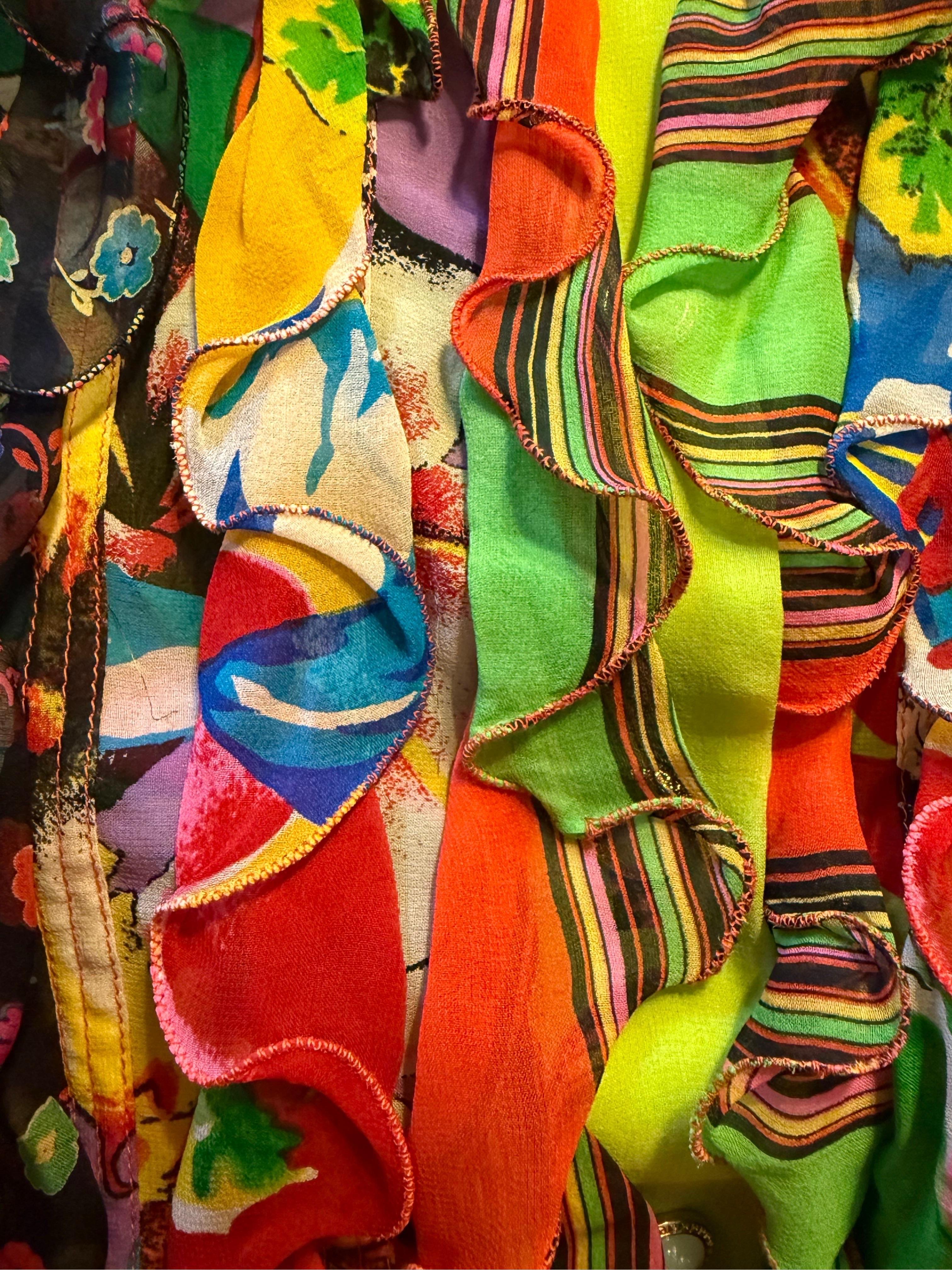 Gianni Versace Vintage S/S 1993 Miami Collection Camicetta Top con Bottoni Medusa in vendita 3