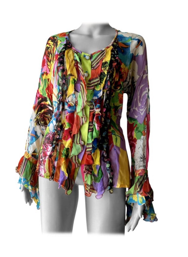 GIANNI VERSACE Vintage S/S 1993 Miami Collection Blouse Top w