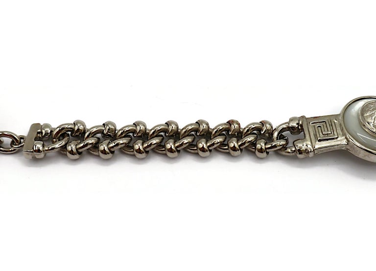 GIANNI VERSACE Vintage Silver Tone Medusa Chain Bracelet