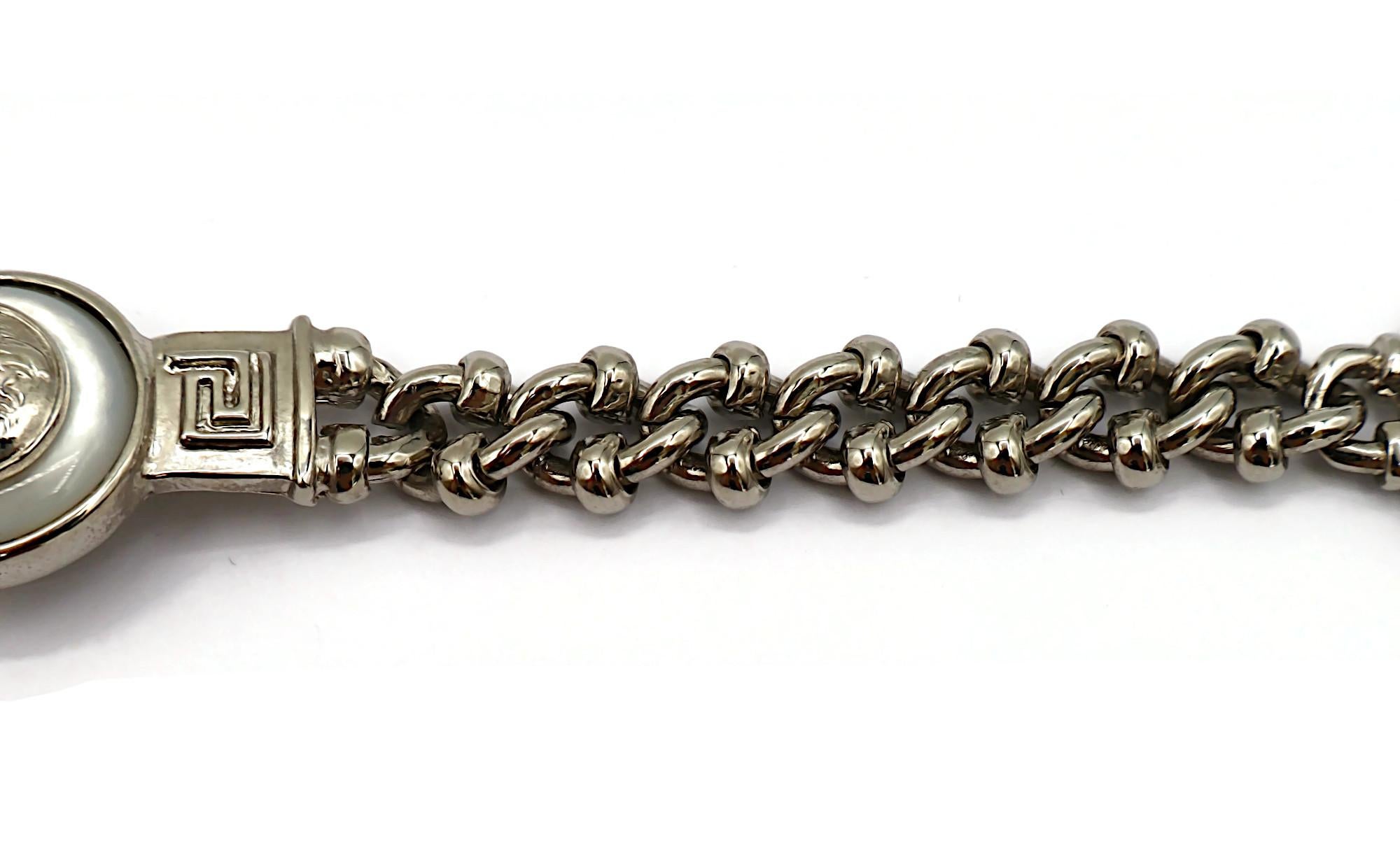 GIANNI VERSACE Vintage Silver Tone Medusa Chain Bracelet For Sale 3