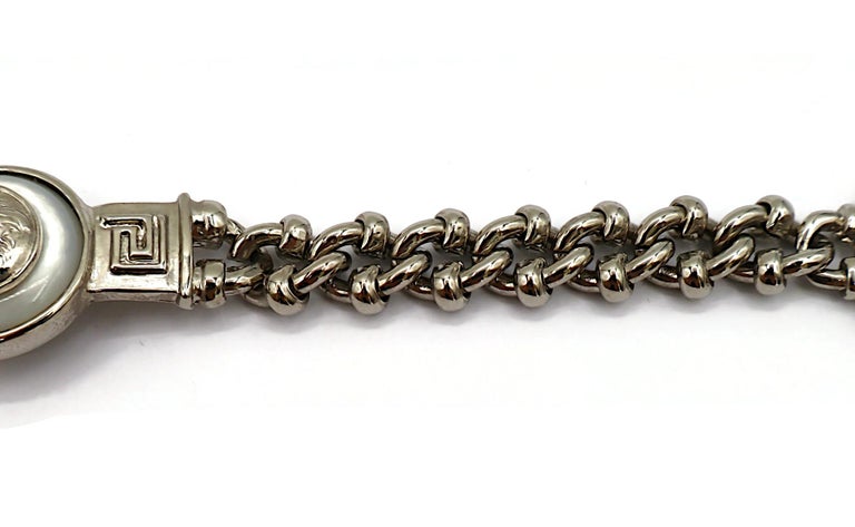 GIANNI VERSACE Vintage Silver Tone Medusa Chain Bracelet For Sale