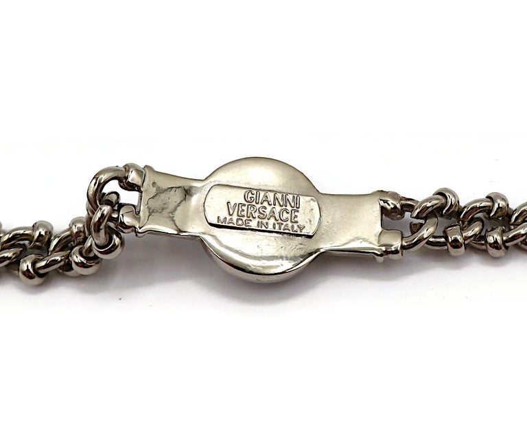 GIANNI VERSACE Vintage Silver Tone Medusa Chain Bracelet