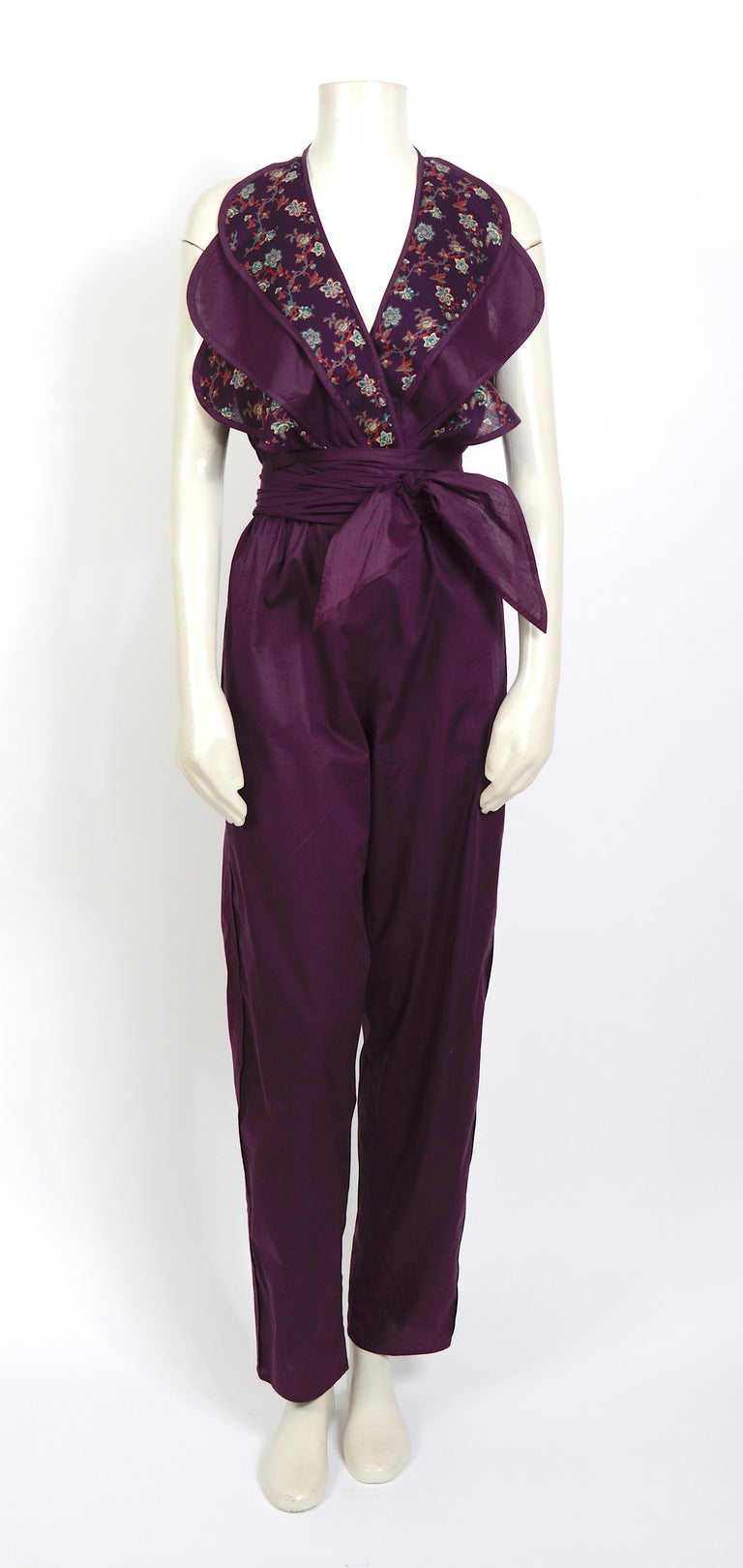 Gianni Versace vintage spring summer 1982 eggplant cotton halter