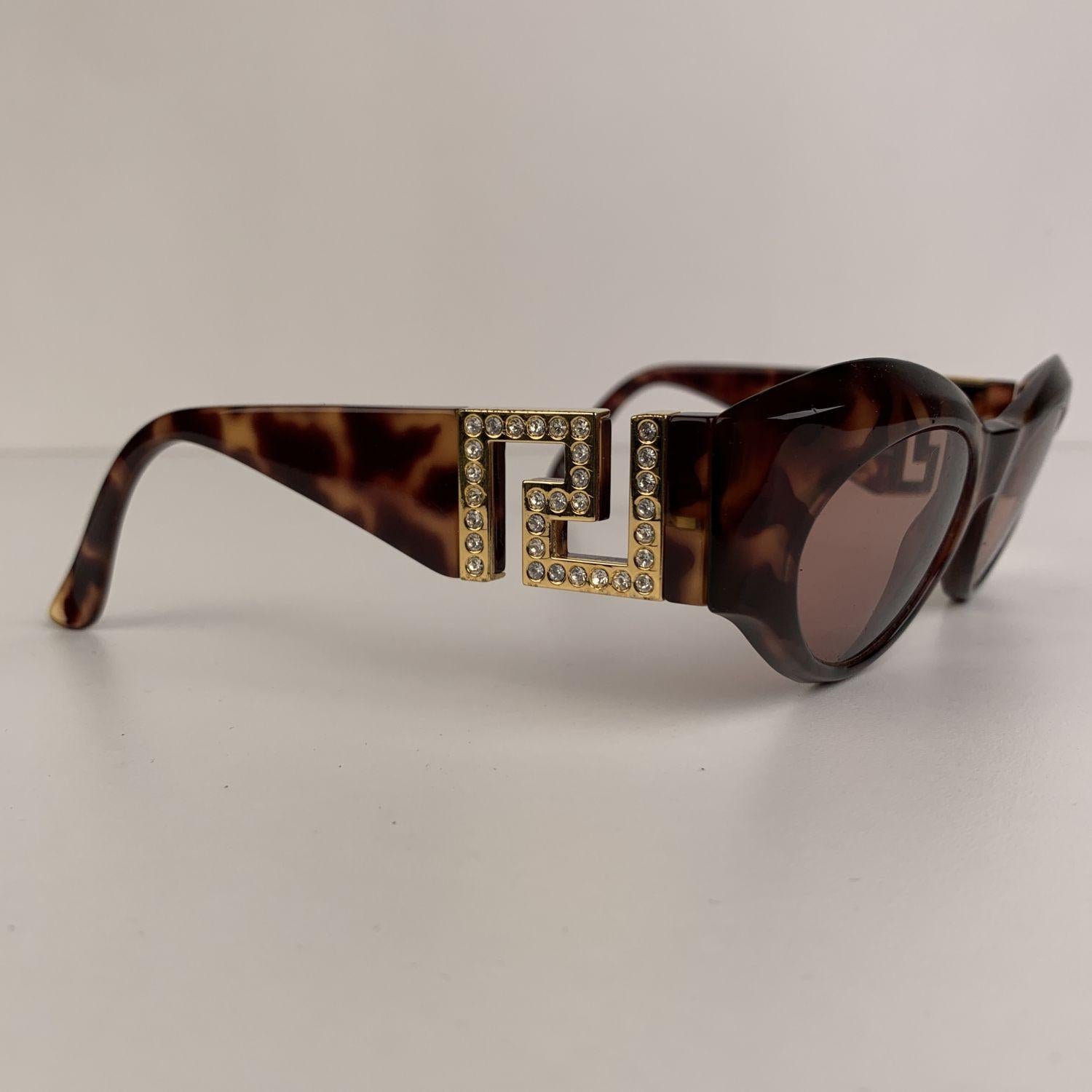 Brown Gianni Versace Vintage Tortoise Sunglasses Mod T94/C Crystals