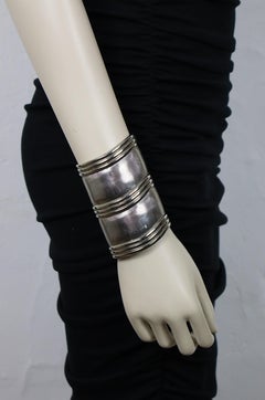 GIANNI VERSACE Vintage Wide Silver-Tone Cuff Bracelet