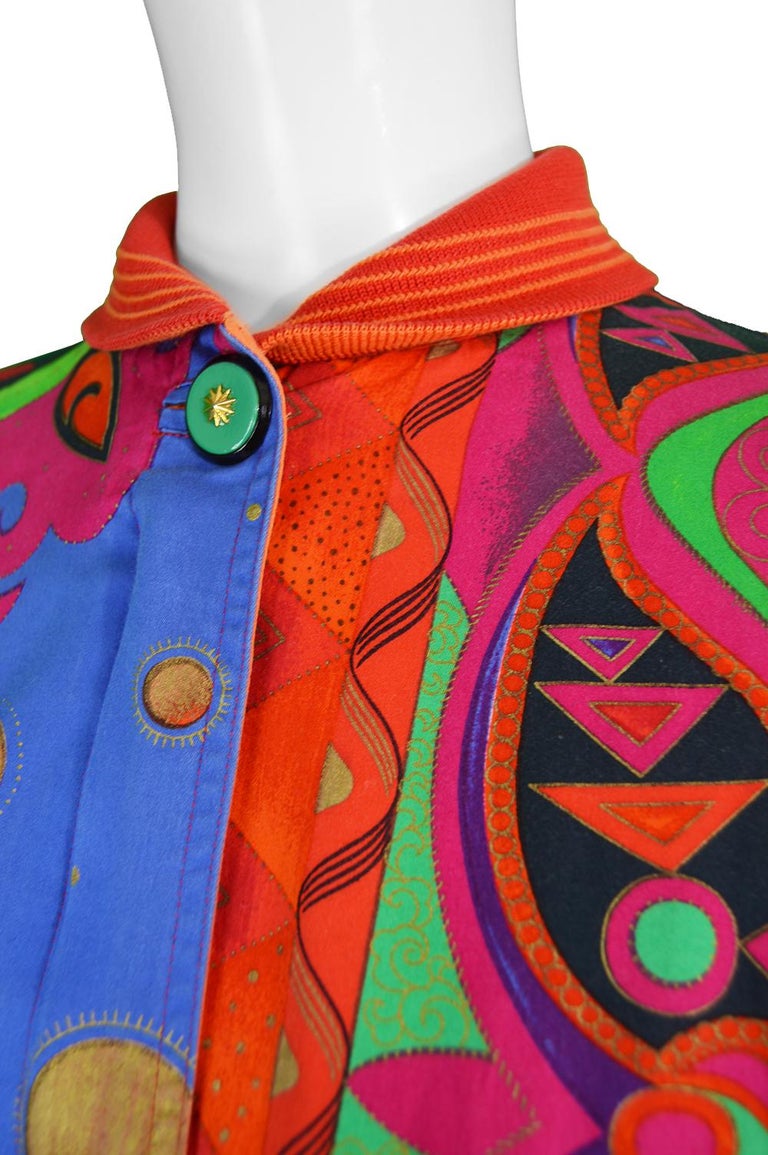 Gianni Versace Vintage Women's Printed Cotton Bomber Jacket, Spring Summer  1991 For Sale at 1stDibs