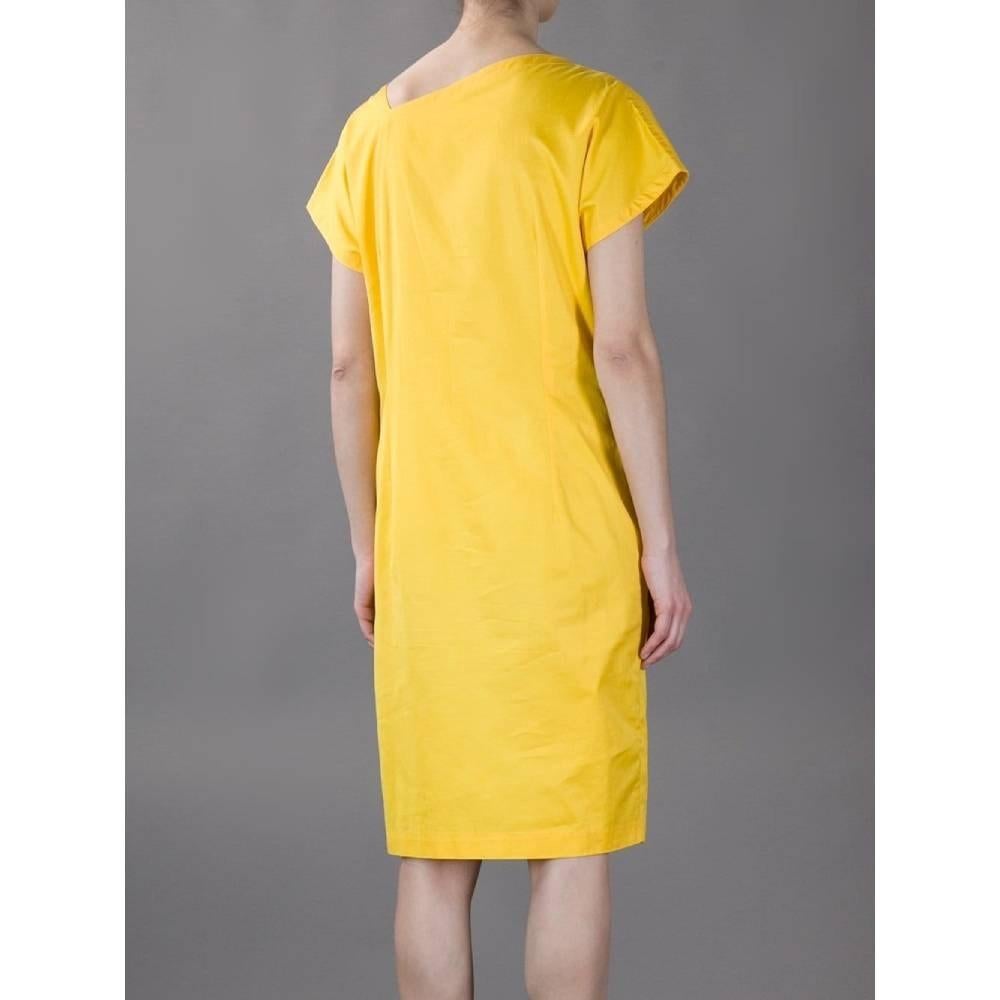 Women's Gianni Versace Vintage yellow cotton 80s midi dress For Sale