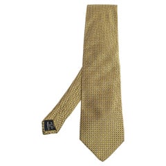 Gianni Versace Corbata de Jacquard de Seda con Dibujo Geométrico Amarillo Vintage