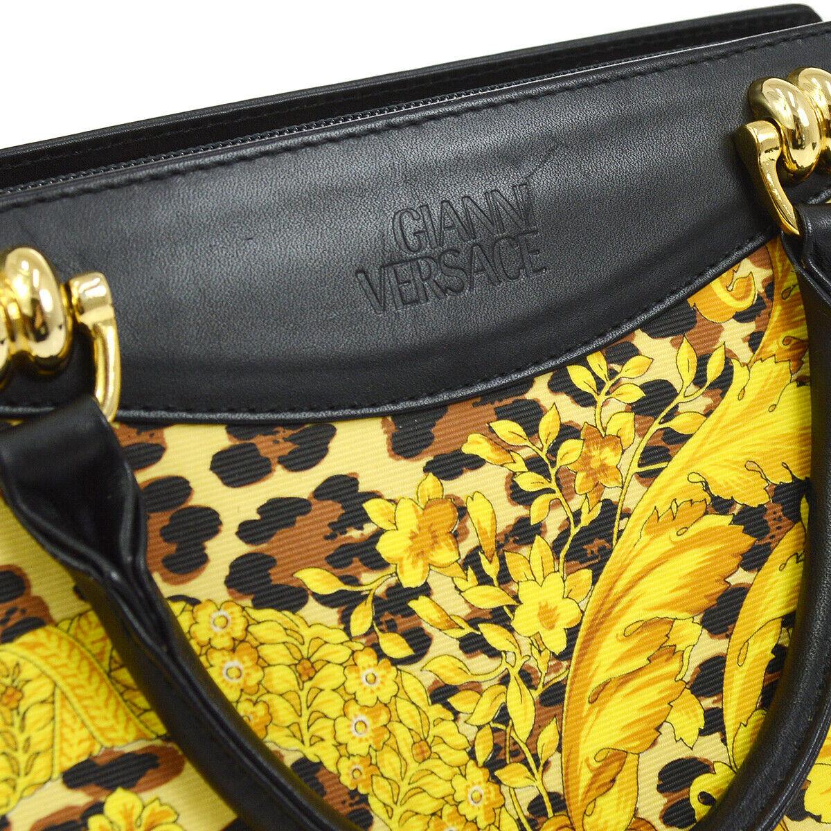 Gianni Versace Vintage Yellow Gold Black Fabric Evening Top Handle Satchel Bag In Good Condition In Chicago, IL