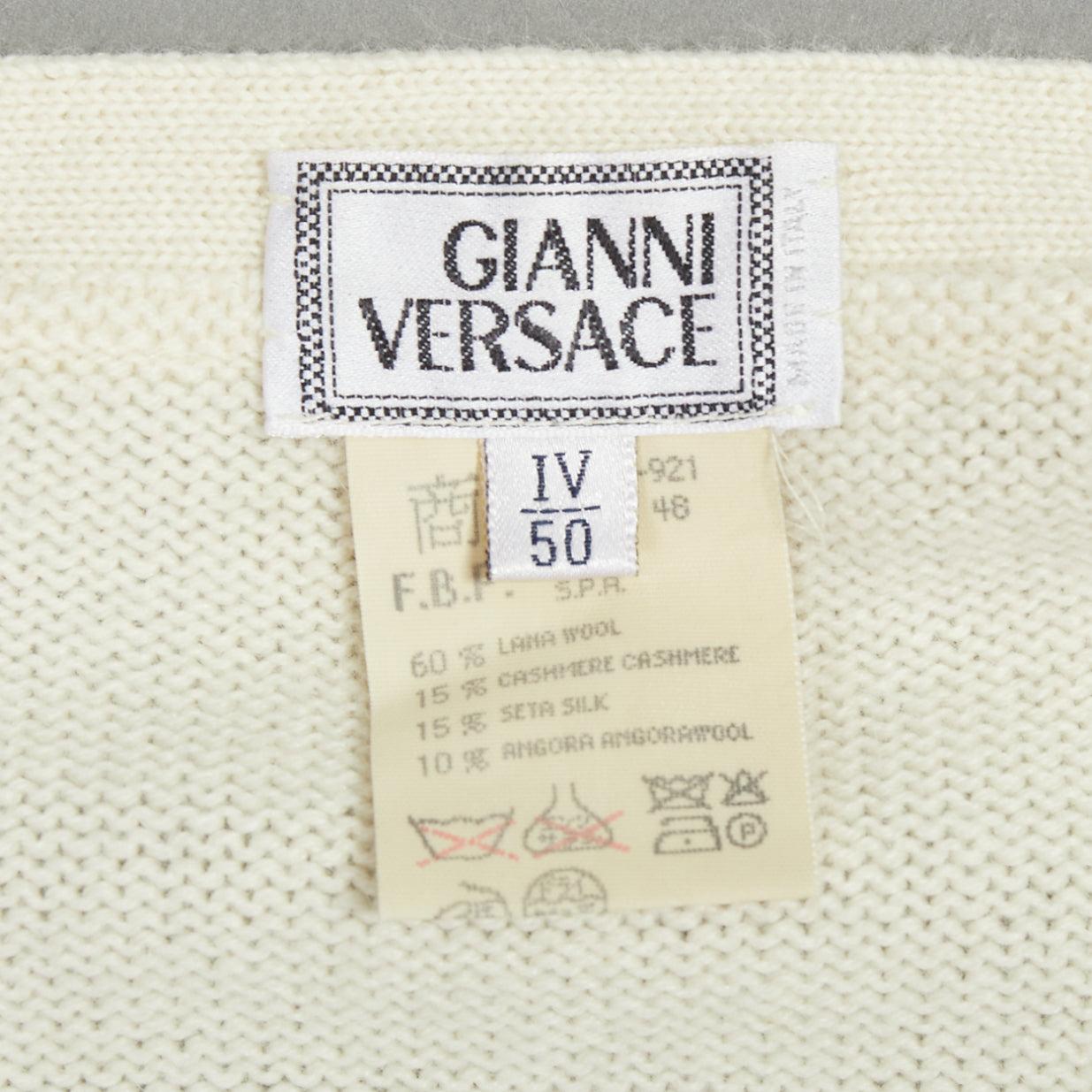 GIANNI VERSACE Vintage gelb grün kariert Woll-Kaschmir-Strickjacke IT50 L im Angebot 5