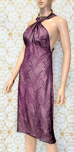 90-a VIntage GIANNI VERSACE COUTURE VIOLET 100% SILK Dress 40 - 4