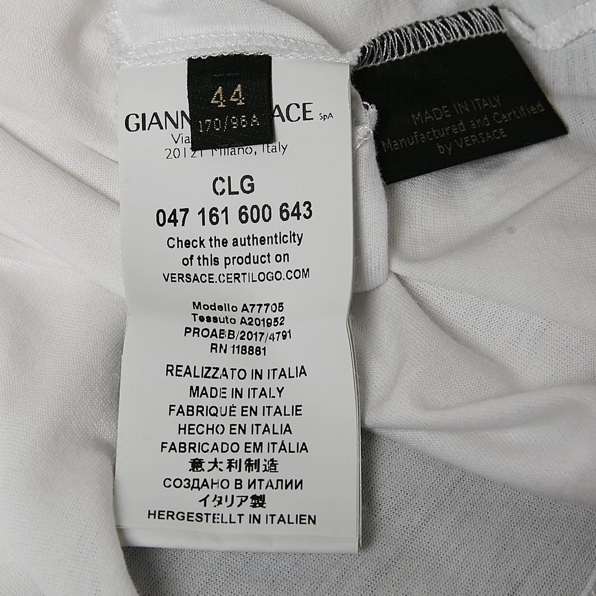 De las mujeres Gianni Versace Camiseta de punto blanca con estampado I believe In Individuality M en venta