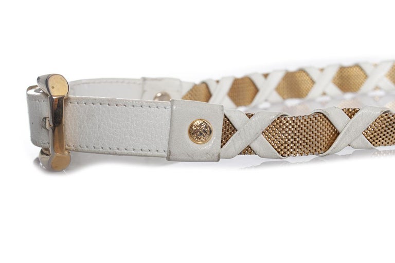 Gianni Versace White leather and metal braided belt Gianni Versace White leather and metal braided belt main image 4