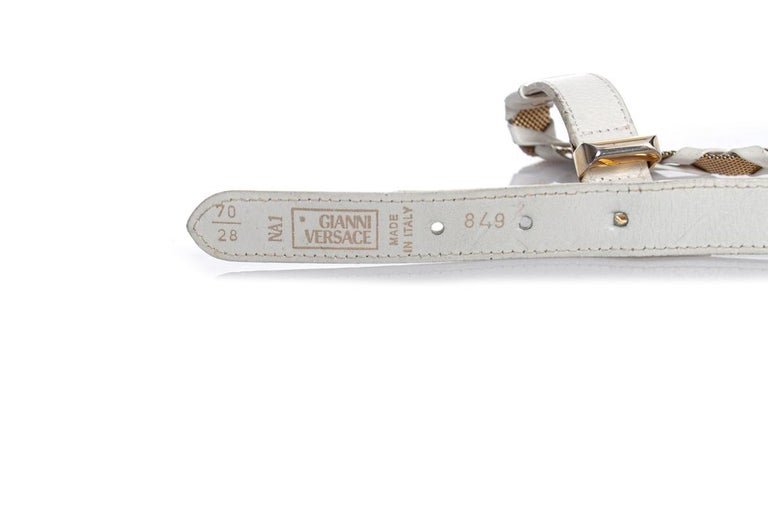 Gianni Versace White leather and metal braided belt Gianni Versace White leather and metal braided belt main image 3