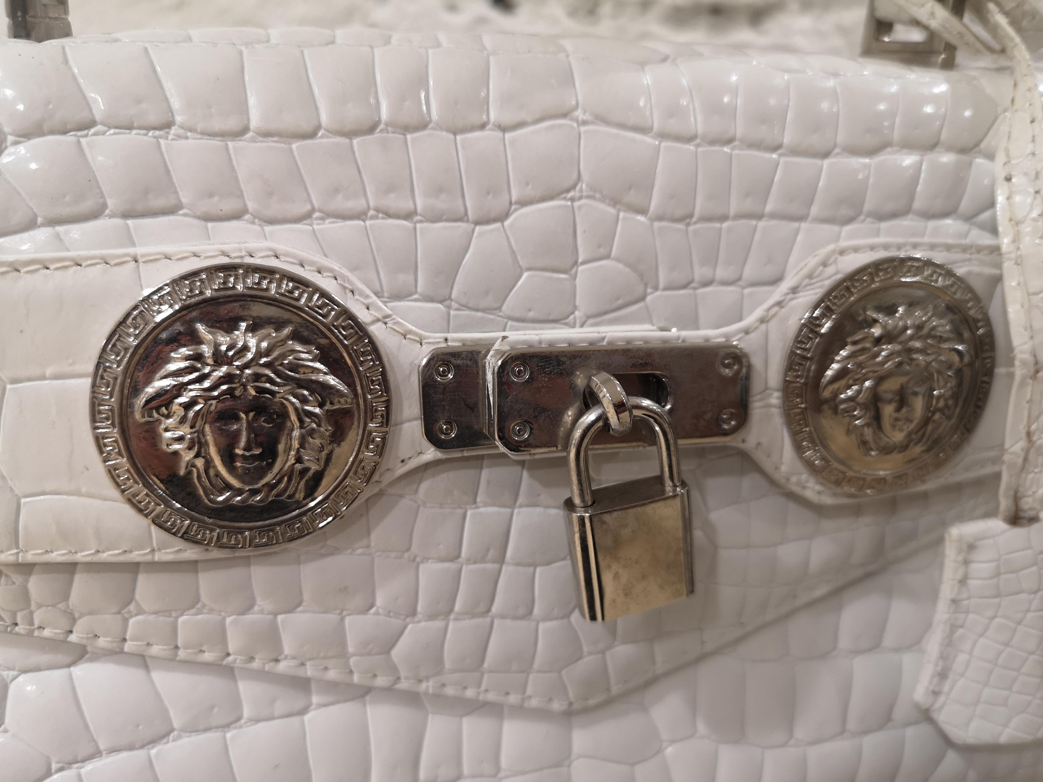 Gianni Versace white leather cocco handle shoulder bag 7