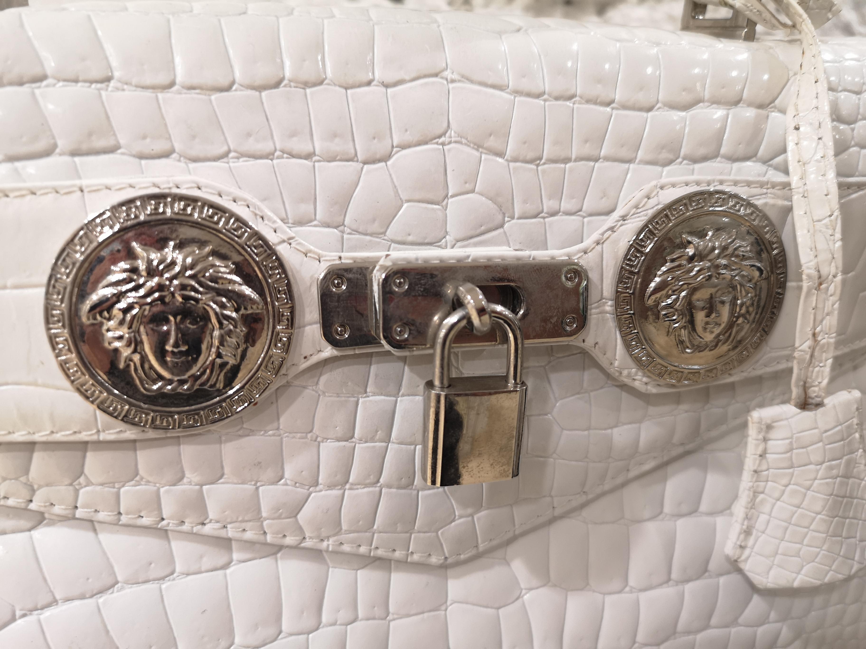 Gianni Versace white leather cocco handle shoulder bag 8