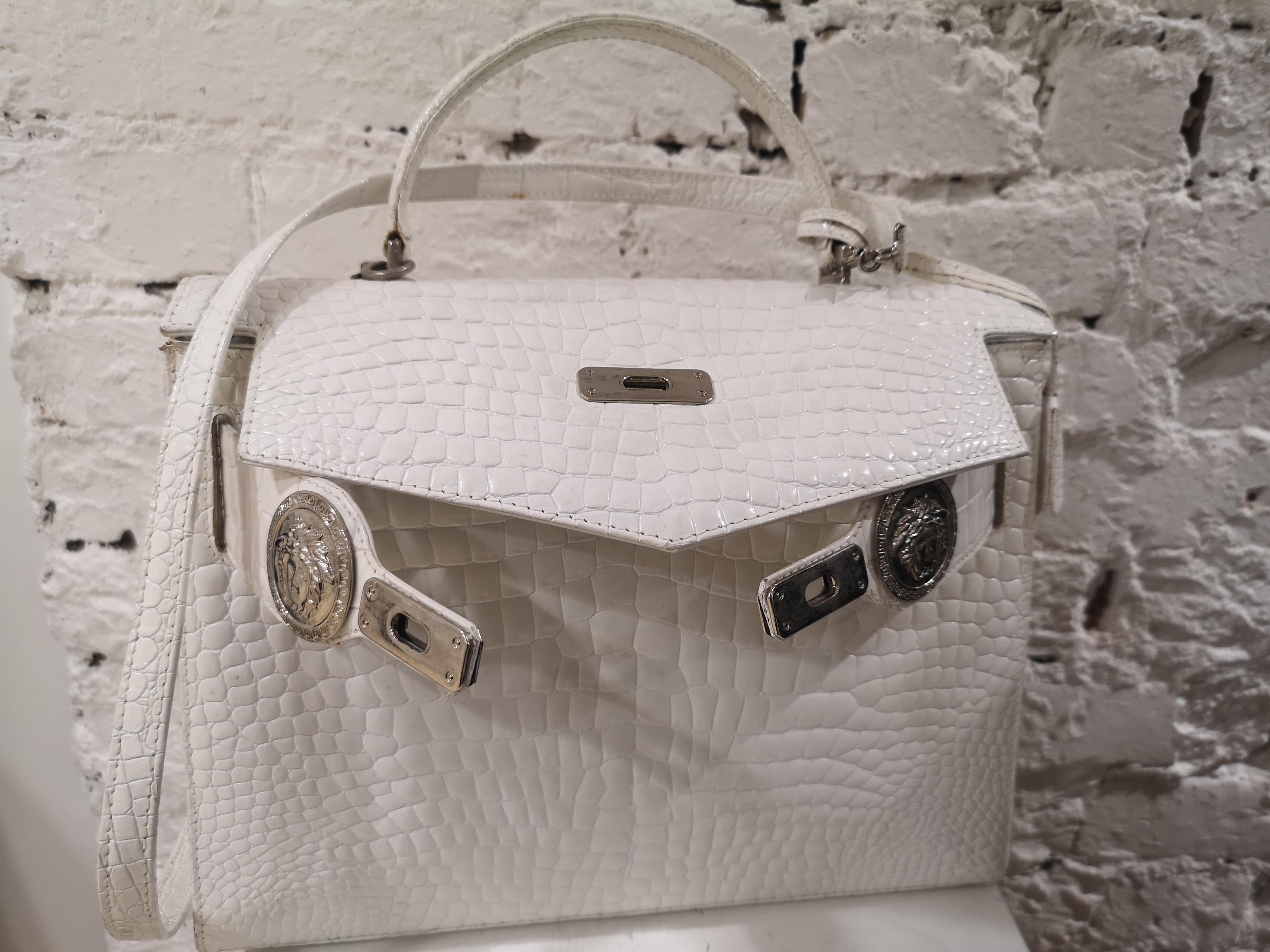 Gianni Versace white leather cocco handle shoulder bag 1