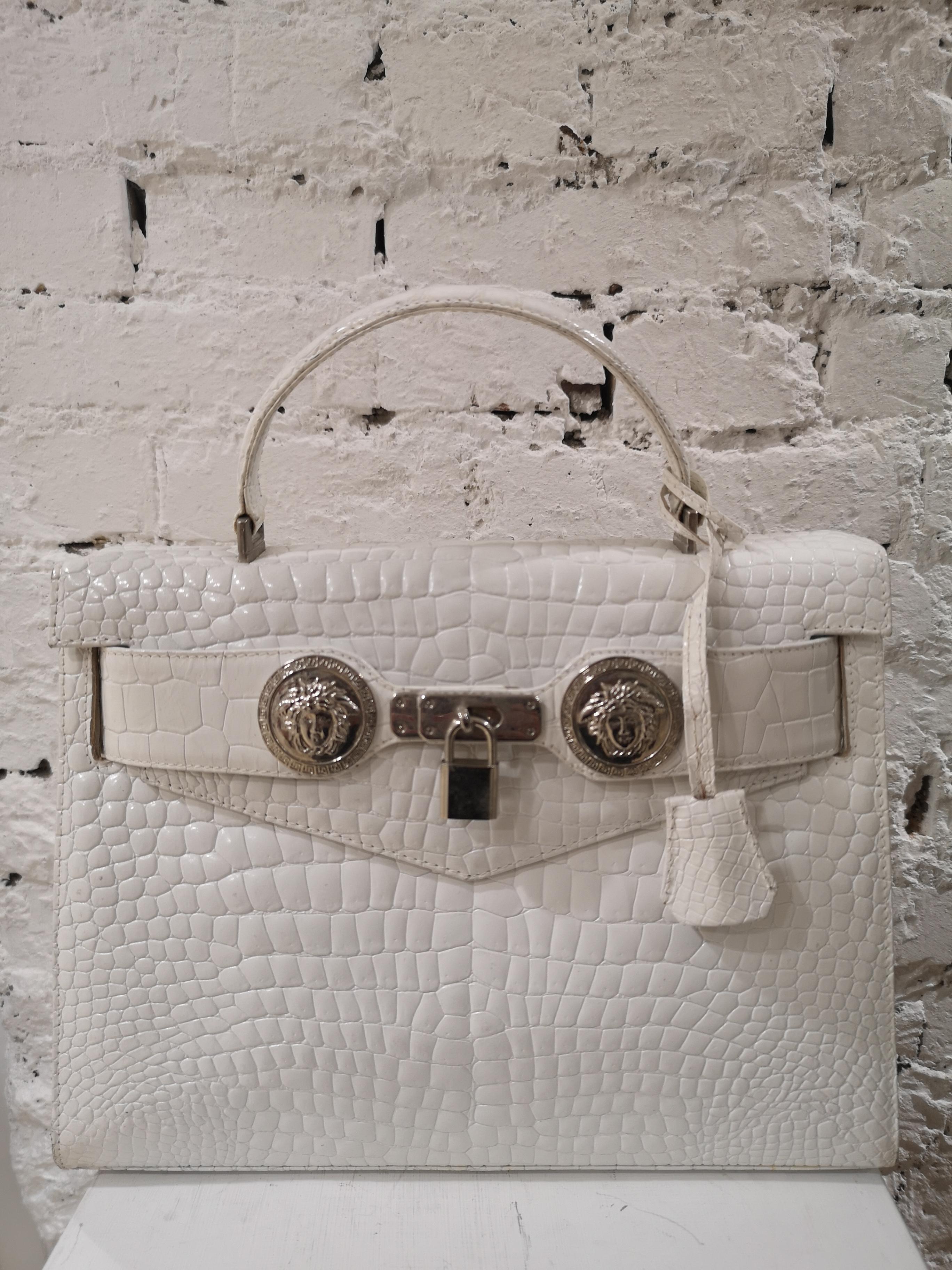 Gianni Versace white leather cocco handle shoulder bag 3