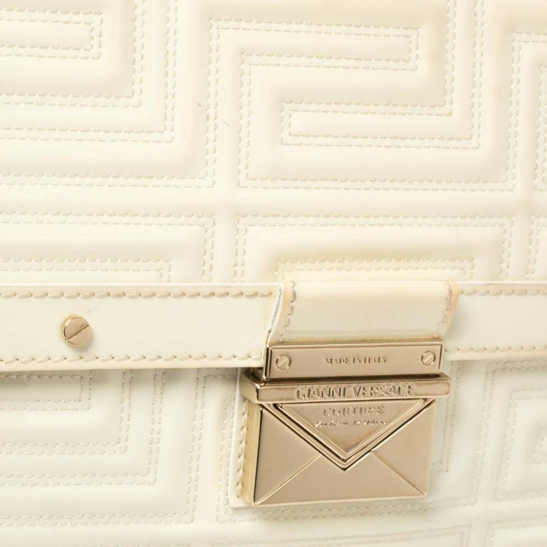Gianni Versace White Quilted Patent Leather Flap Shoulder Bag at 1stDibs