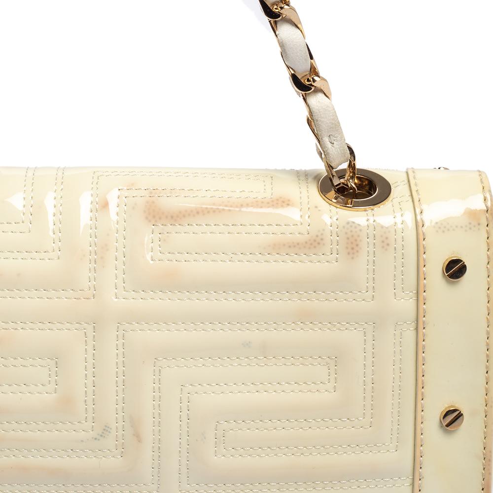 Gianni Versace White Quilted Patent Leather Flap Shoulder Bag 4