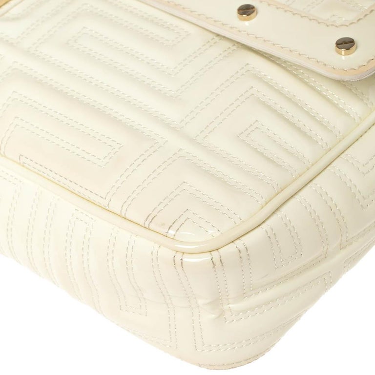 Gianni Versace White Quilted Patent Leather Flap Shoulder Bag at 1stDibs