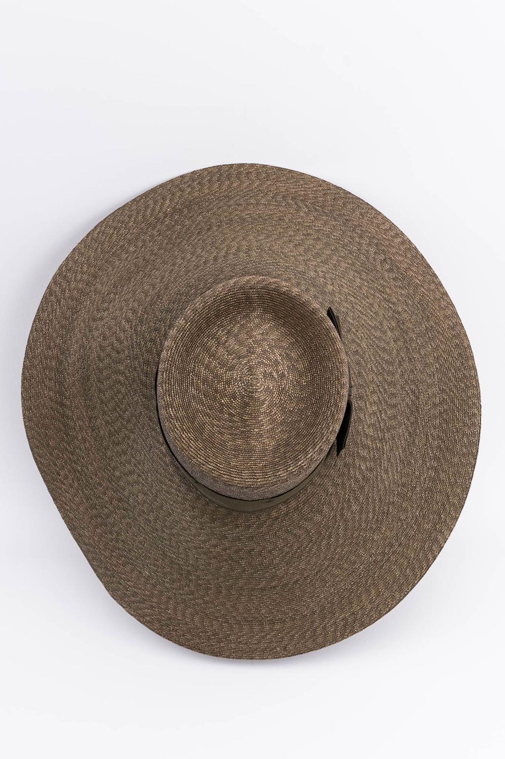 Brown Gianni Versace Wide Brim Hat in Straw For Sale