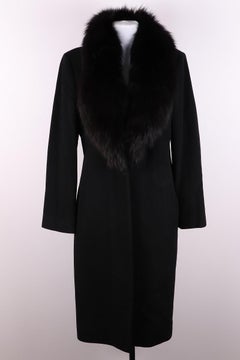 Gianni Versace Women's Black Fur Wool Coat, FW 1999, vintage