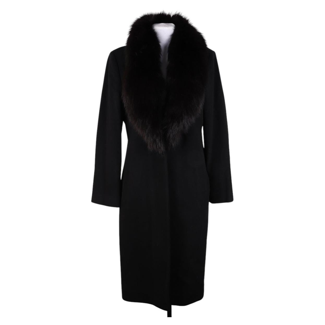 Cappotto da donna in lana e pelliccia nera di Gianni Versace, autunno-inverno 1999, vintage