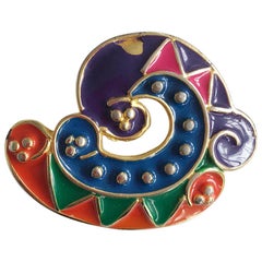 Gianni versace women's brooch in coloured metal. Signed 1990s