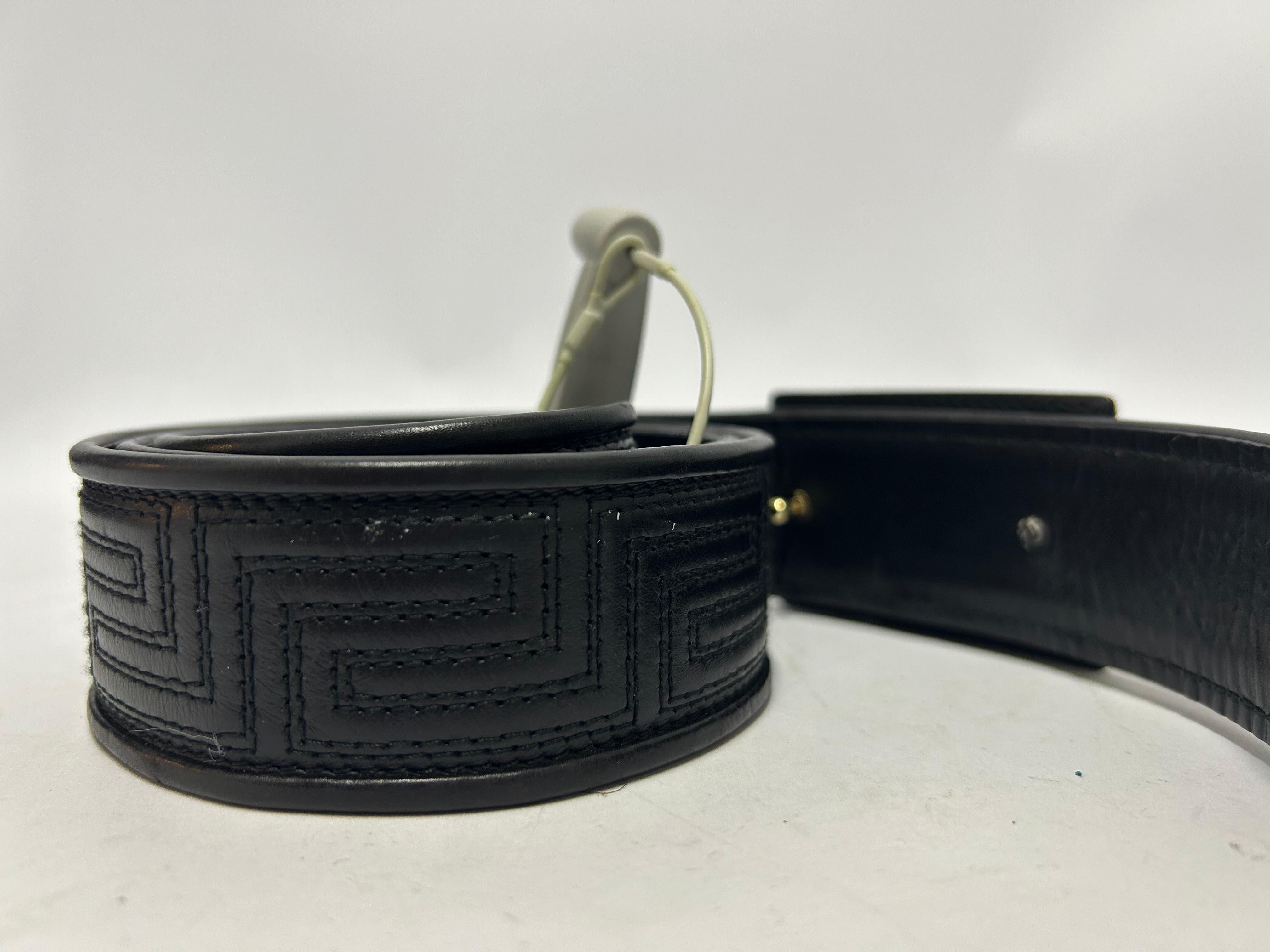 Gianni Versace Women's Quilted Leather Logo Plaque Buckle Belt 10