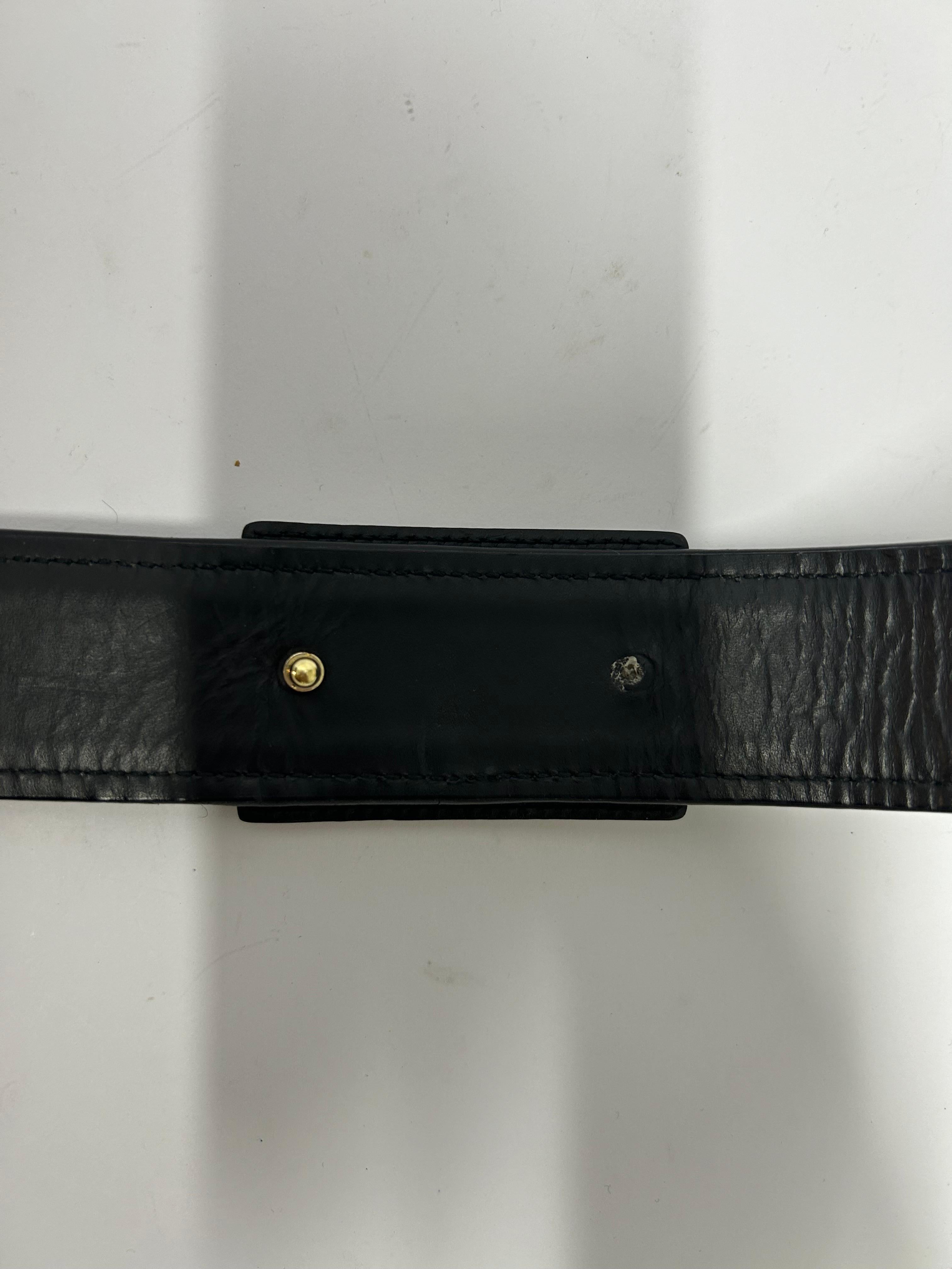 Gianni Versace Women's Quilted Leather Logo Plaque Buckle Belt 6