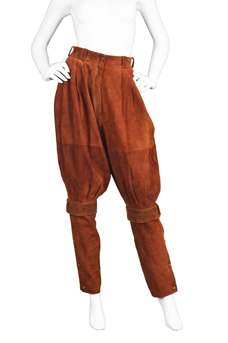 Gianni Versace Women's Vintage Brown Suede and Cord Jodhpurs Pants, c ...